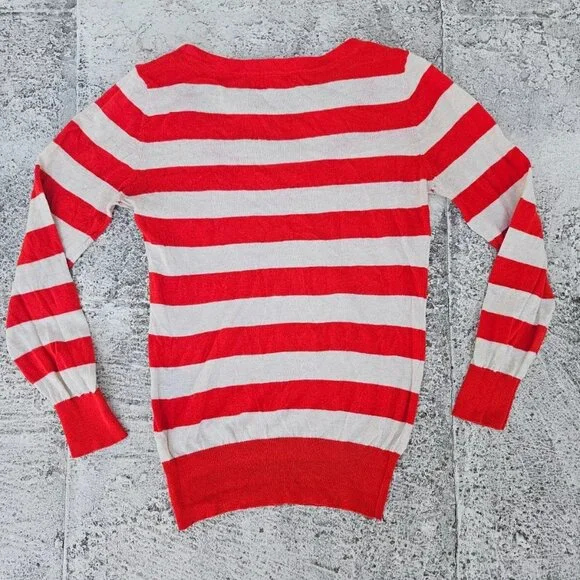 Papaya Women Top Long Sleeve Striped Light Weight Sweater V Neck Size S - Picture 3 of 8